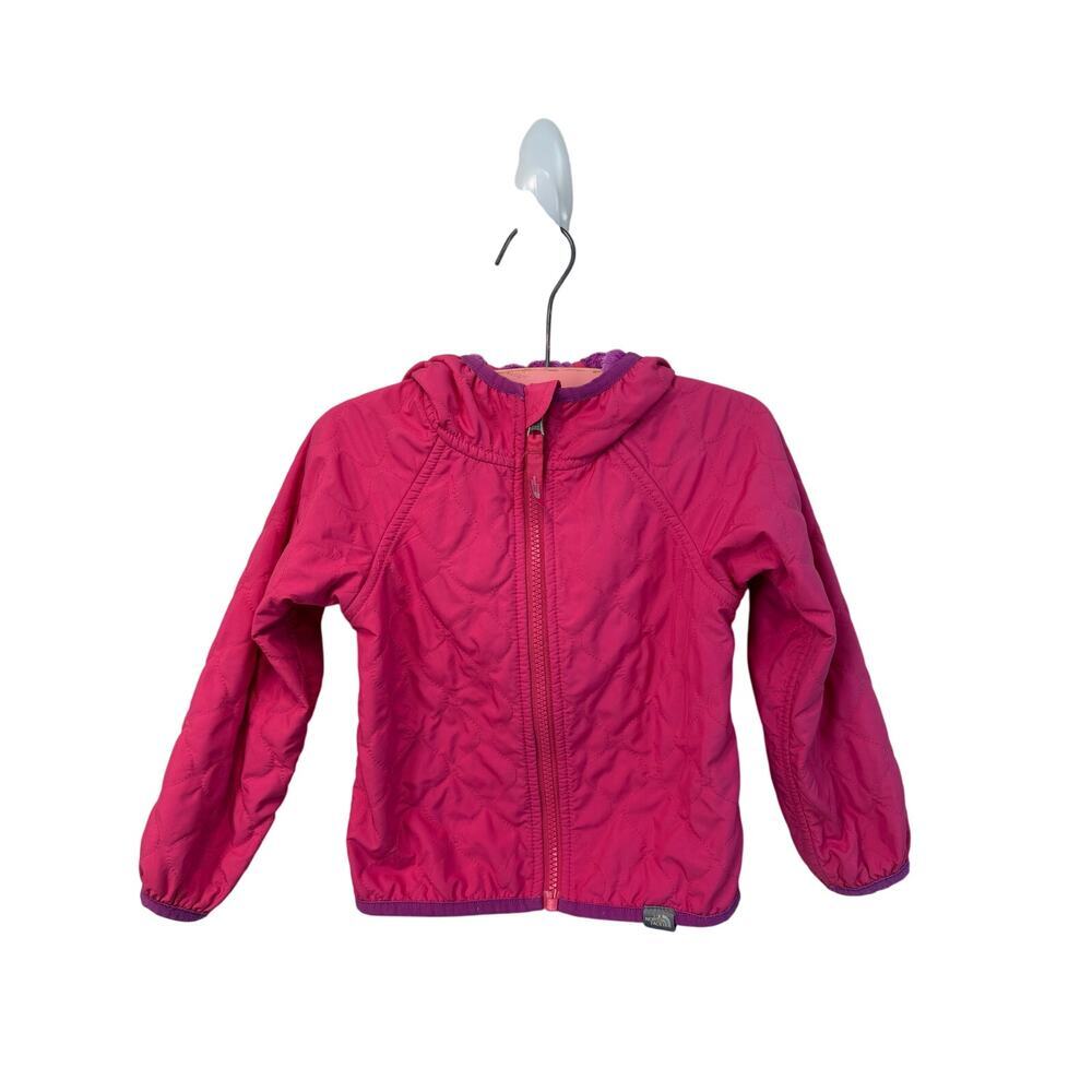 North Face Girls Reversible Pink Purple Fleece Lined Jacket Sz 6